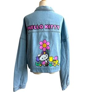 Hello Kitty x SHEIN Woman’s Light Wash Blue Denim Graphic Jacket Size 4XL NWT